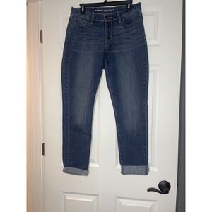 Old Navy Curvy Mid Rise Blue Cuffed Denim Jeans Size 8